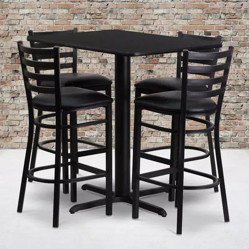 Emma and Oliver Set Tavolo Rettangolare in Laminato 24W x 42L e 4 Sgabelli con Schienale a Scala
