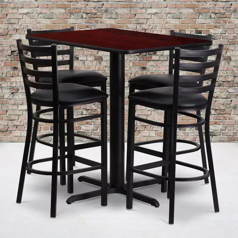 Emma and Oliver Set Tavolo Rettangolare in Laminato 24W x 42L e 4 Sgabelli con Schienale a Scala