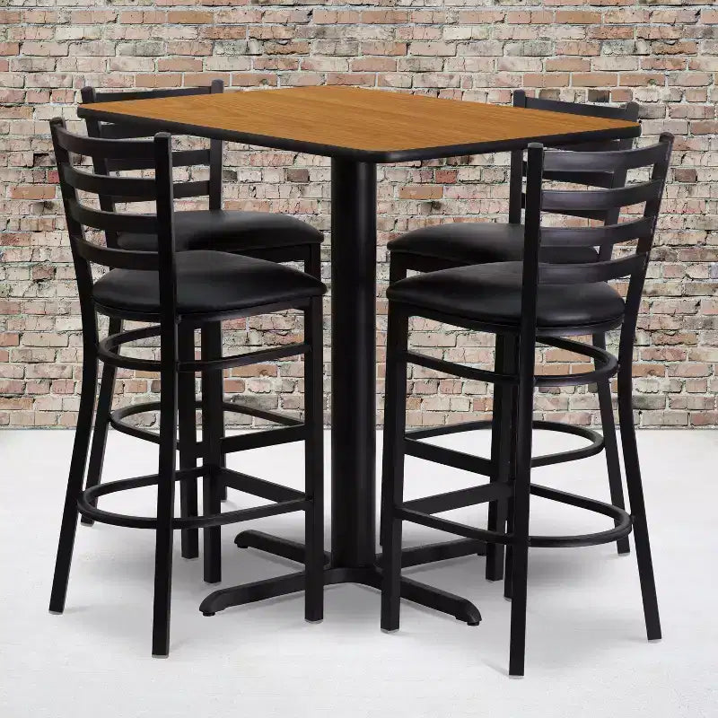 Emma and Oliver Set Tavolo Rettangolare in Laminato 24W x 42L e 4 Sgabelli con Schienale a Scala