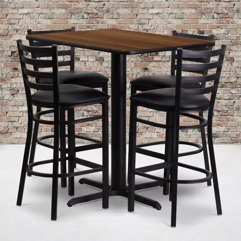 Emma and Oliver Set Tavolo Rettangolare in Laminato 24W x 42L e 4 Sgabelli con Schienale a Scala
