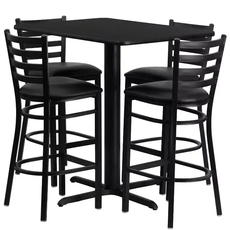 Emma and Oliver Set Tavolo Rettangolare in Laminato 24W x 42L e 4 Sgabelli con Schienale a Scala