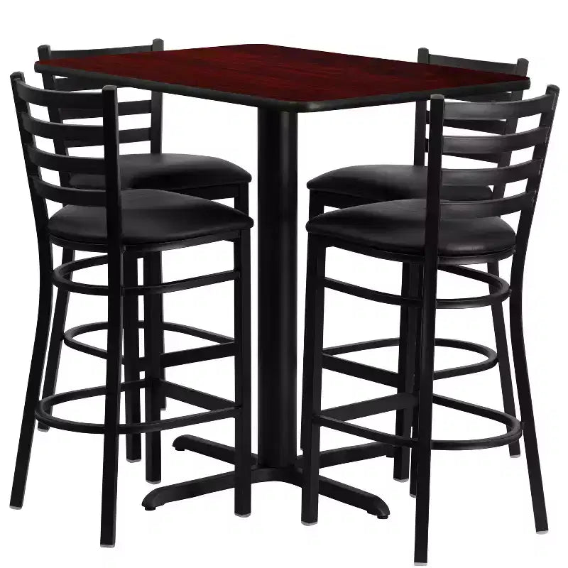 Emma and Oliver Set Tavolo Rettangolare in Laminato 24W x 42L e 4 Sgabelli con Schienale a Scala
