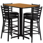 Emma and Oliver 24W x 42L Rectangular Laminate Table Set & 4 Ladder Back Stools