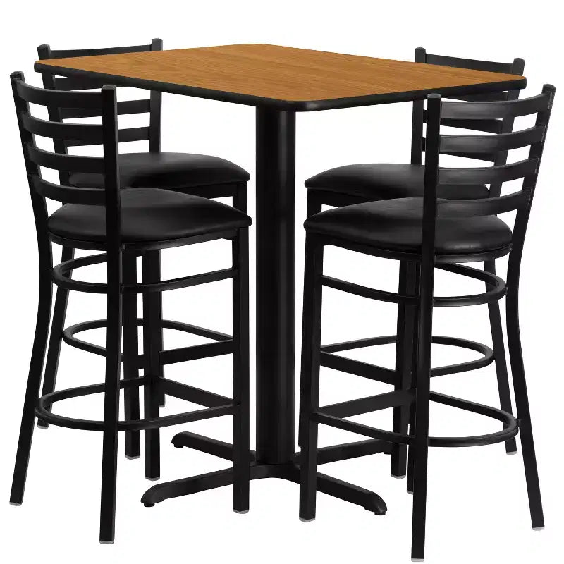 Emma and Oliver 24W x 42L Rectangular Laminate Table Set & 4 Ladder Back Stools