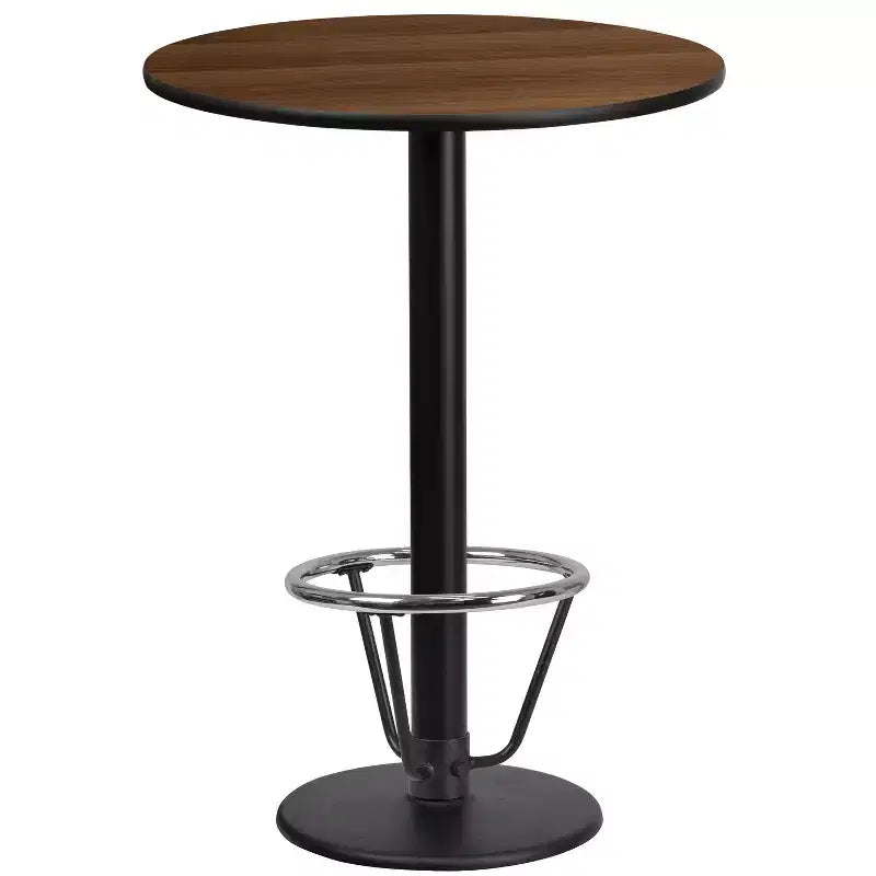 Emma and Oliver 24 Round Laminate Bar Table with 18 Round Foot Ring Base