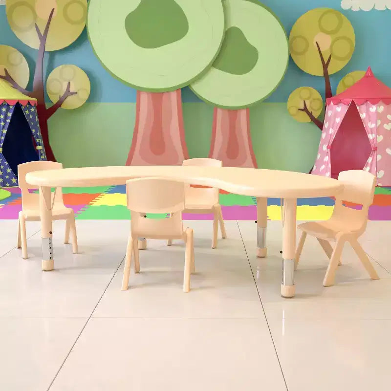Set tavolo attività in plastica semicircolare regolabile in altezza 35W x 65L Emma e Oliver con 4 sedie