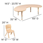 Set tavolo attività in plastica semicircolare regolabile in altezza 35W x 65L Emma e Oliver con 4 sedie