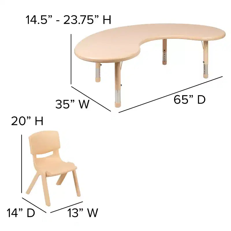 Set tavolo attività in plastica semicircolare regolabile in altezza 35W x 65L Emma e Oliver con 4 sedie