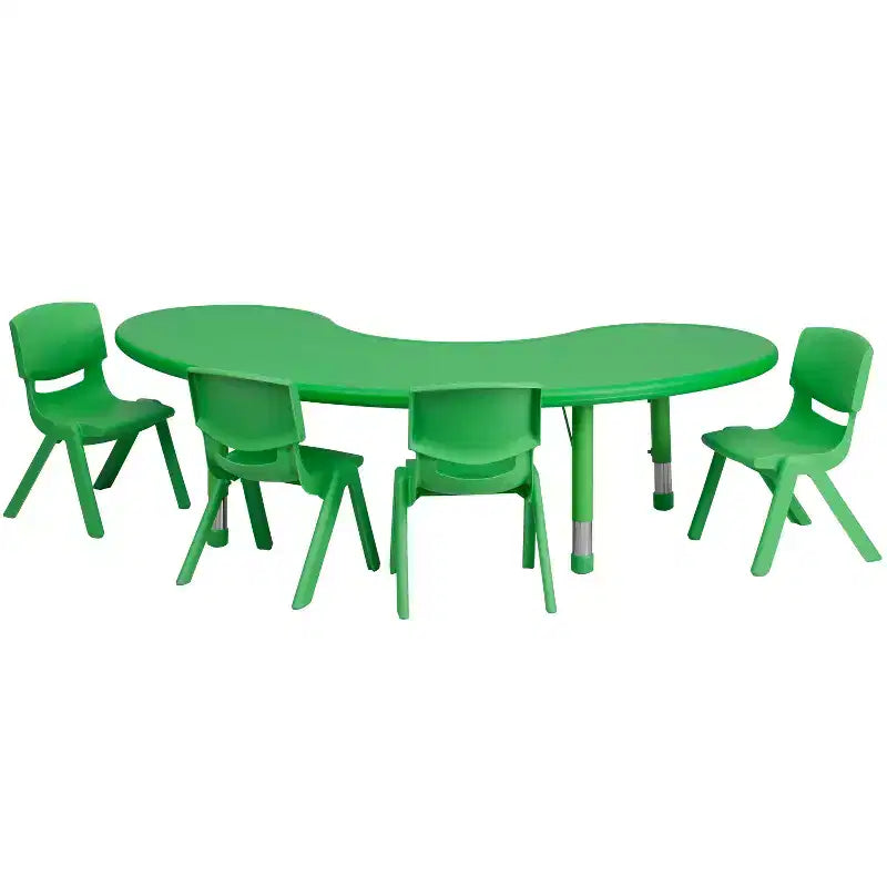 Set tavolo attività in plastica semicircolare regolabile in altezza 35W x 65L Emma e Oliver con 4 sedie