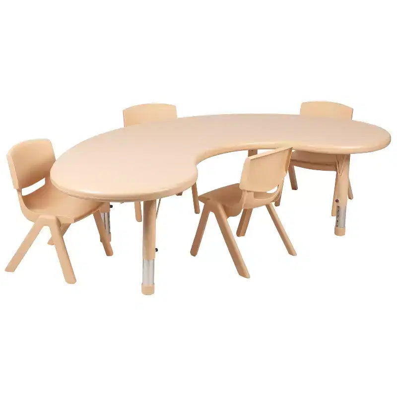 Set tavolo attività in plastica semicircolare regolabile in altezza 35W x 65L Emma e Oliver con 4 sedie