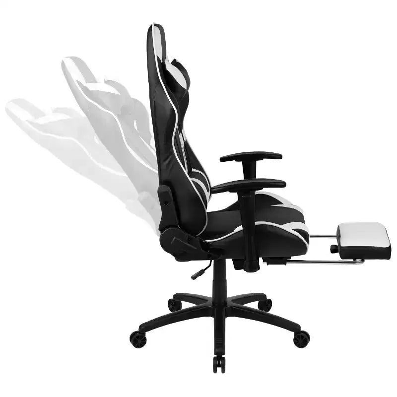 Set Scrivania da Gaming Flash Furniture e Sedia da Gaming Reclinabile con Poggiapiedi, Portabicchieri, Gancio per Cuffie e 2 Fori per la Gestione dei Cavi