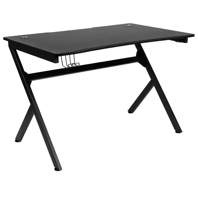 Set Scrivania da Gaming Flash Furniture e Sedia da Gaming Reclinabile con Poggiapiedi, Portabicchieri, Gancio per Cuffie e 2 Fori per la Gestione dei Cavi