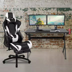 Set Scrivania da Gaming Flash Furniture e Sedia da Gaming Reclinabile con Poggiapiedi, Portabicchieri, Gancio per Cuffie e 2 Fori per la Gestione dei Cavi