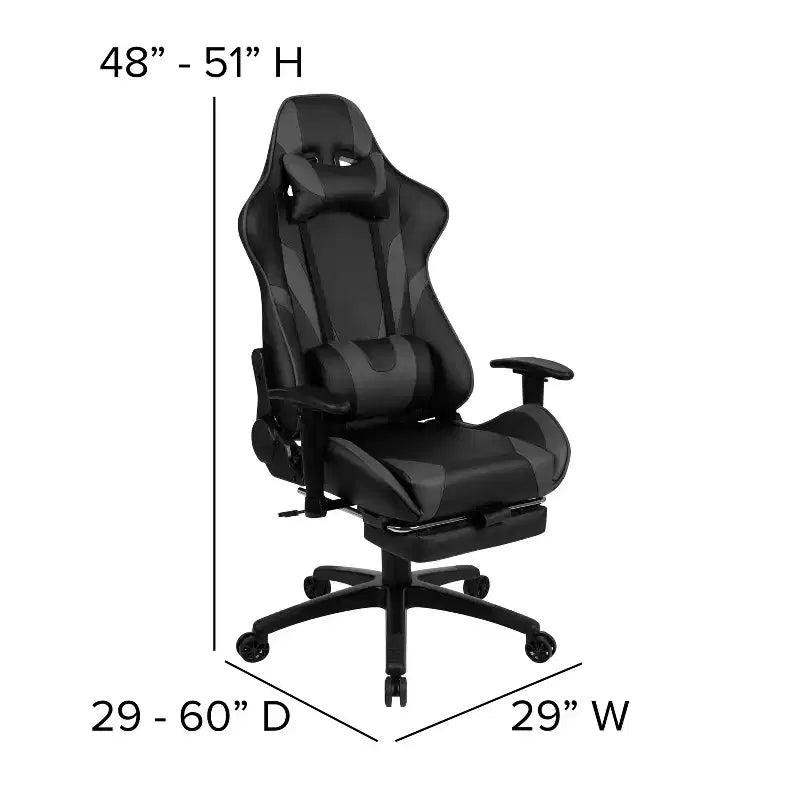 Set Scrivania da Gaming Flash Furniture e Sedia da Gaming Reclinabile con Poggiapiedi, Portabicchieri, Gancio per Cuffie e 2 Fori per la Gestione dei Cavi