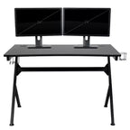 Set Scrivania da Gaming Flash Furniture e Sedia da Gaming Reclinabile con Poggiapiedi, Portabicchieri, Gancio per Cuffie e 2 Fori per la Gestione dei Cavi