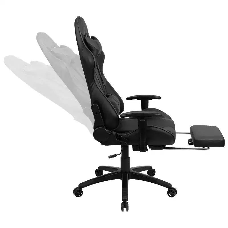 Set Scrivania da Gaming Flash Furniture e Sedia da Gaming Reclinabile con Poggiapiedi, Portabicchieri, Gancio per Cuffie e 2 Fori per la Gestione dei Cavi