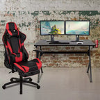Set Scrivania da Gaming Flash Furniture e Sedia da Gaming Reclinabile con Poggiapiedi, Portabicchieri, Gancio per Cuffie e 2 Fori per la Gestione dei Cavi