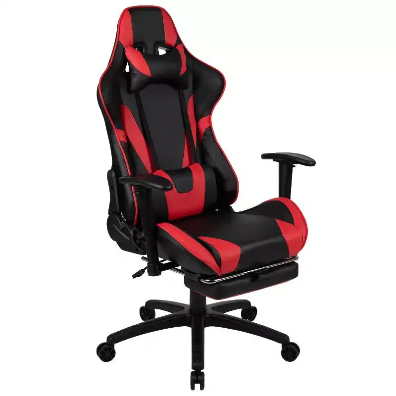 Set Scrivania da Gaming Flash Furniture e Sedia da Gaming Reclinabile con Poggiapiedi, Portabicchieri, Gancio per Cuffie e 2 Fori per la Gestione dei Cavi