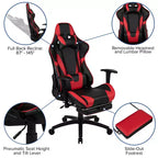 Set Scrivania da Gaming Flash Furniture e Sedia da Gaming Reclinabile con Poggiapiedi, Portabicchieri, Gancio per Cuffie e 2 Fori per la Gestione dei Cavi