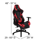 Set Scrivania da Gaming Flash Furniture e Sedia da Gaming Reclinabile con Poggiapiedi, Portabicchieri, Gancio per Cuffie e 2 Fori per la Gestione dei Cavi