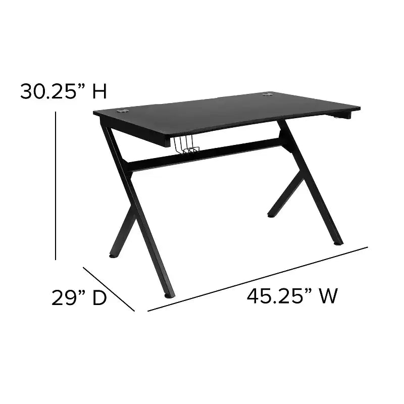 Set Scrivania da Gaming Flash Furniture e Sedia da Gaming Reclinabile con Poggiapiedi, Portabicchieri, Gancio per Cuffie e 2 Fori per la Gestione dei Cavi