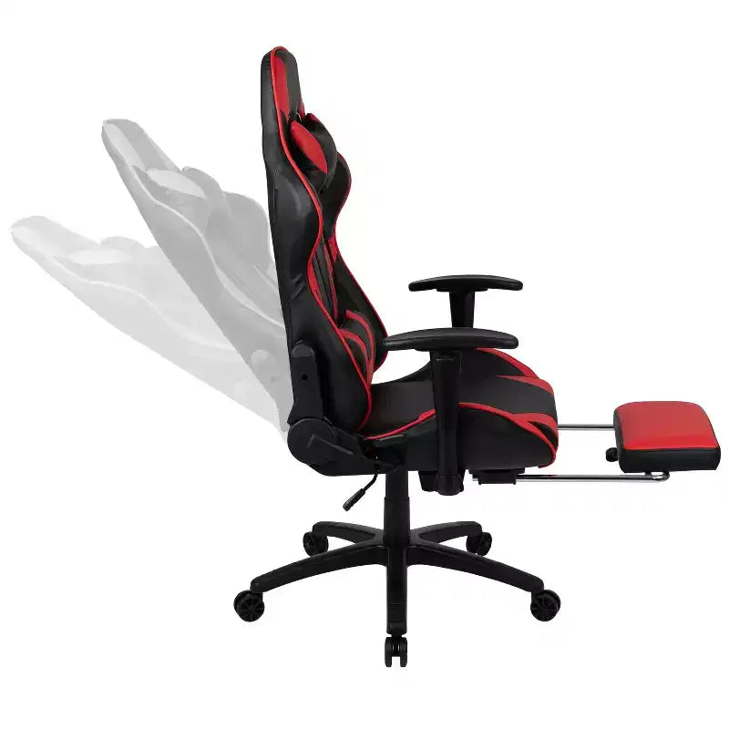 Set Scrivania da Gaming Flash Furniture e Sedia da Gaming Reclinabile con Poggiapiedi, Portabicchieri, Gancio per Cuffie e 2 Fori per la Gestione dei Cavi