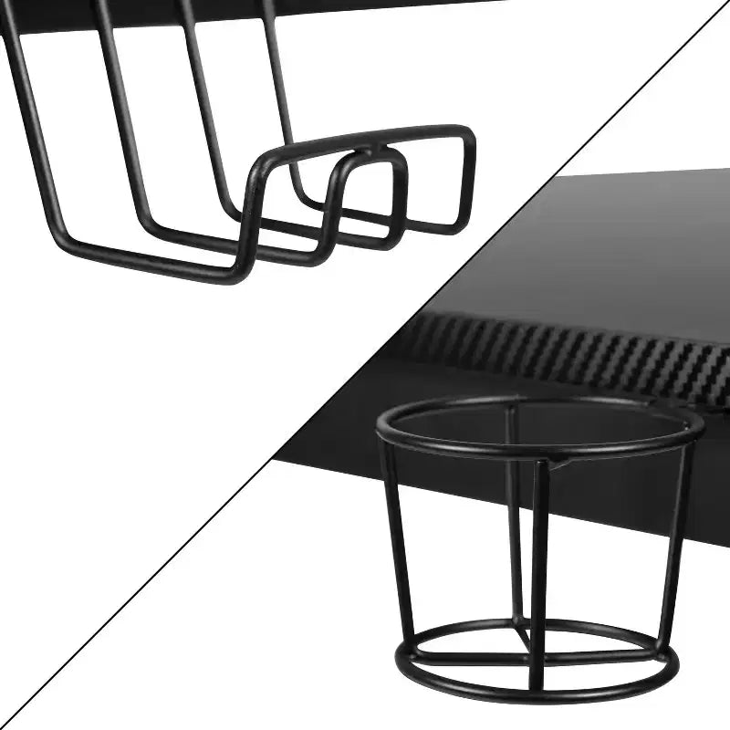 Set Scrivania da Gaming Flash Furniture e Sedia da Gaming Reclinabile con Poggiapiedi, Portabicchieri, Gancio per Cuffie e 2 Fori per la Gestione dei Cavi