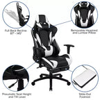 Set Scrivania da Gaming Flash Furniture e Sedia da Gaming Reclinabile con Poggiapiedi, Portabicchieri, Gancio per Cuffie e 2 Fori per la Gestione dei Cavi