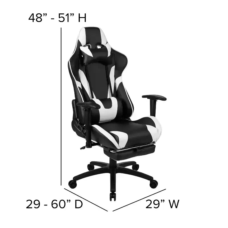 Set Scrivania da Gaming Flash Furniture e Sedia da Gaming Reclinabile con Poggiapiedi, Portabicchieri, Gancio per Cuffie e 2 Fori per la Gestione dei Cavi