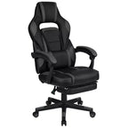 Scrivania da gaming Flash Furniture con portabicchieri/gancio per cuffie/tappetino per mouse rimovibile e sedia da gaming reclinabile con schienale/braccioli e poggiapiedi