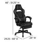 Scrivania da gaming Flash Furniture con portabicchieri/gancio per cuffie/tappetino per mouse rimovibile e sedia da gaming reclinabile con schienale/braccioli e poggiapiedi