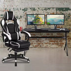 Scrivania da gaming Flash Furniture con portabicchieri/gancio per cuffie/tappetino per mouse rimovibile e sedia da gaming reclinabile con schienale/braccioli e poggiapiedi