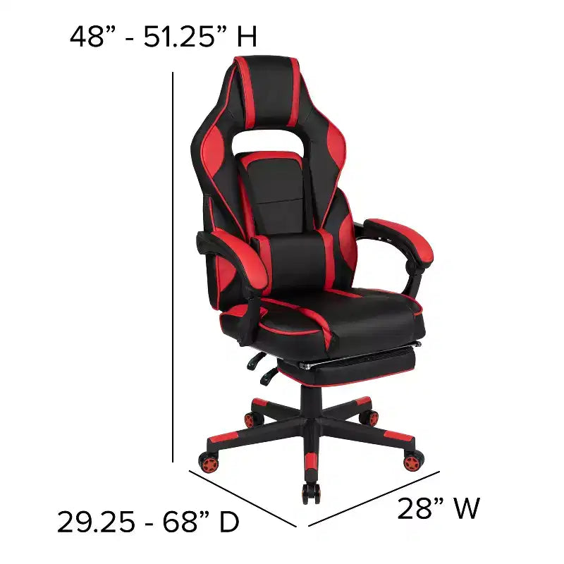 Scrivania da gaming Flash Furniture con portabicchieri/gancio per cuffie/tappetino per mouse rimovibile e sedia da gaming reclinabile con schienale/braccioli e poggiapiedi