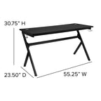 Scrivania da gaming Flash Furniture con portabicchieri/gancio per cuffie/tappetino per mouse rimovibile e sedia da gaming reclinabile con schienale/braccioli e poggiapiedi