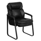 Emma and Oliver Executive Side Reception Chair with Lumbar Support and Sled Base
