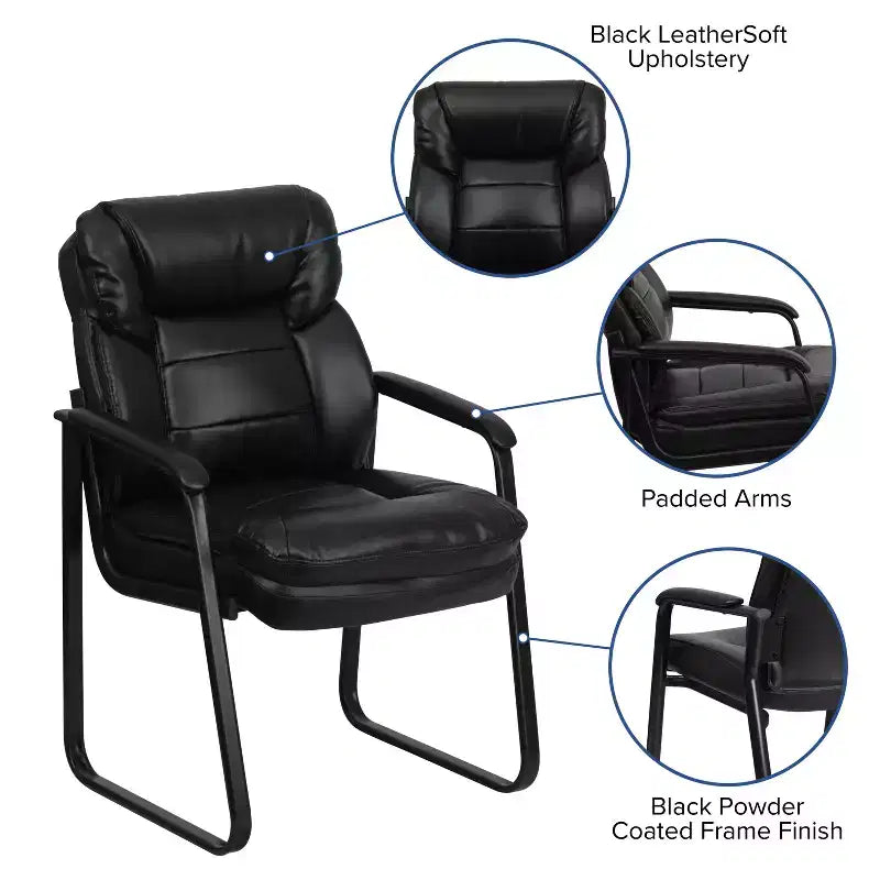 Sedia da ricevimento direzionale Emma and Oliver con supporto lombare e base a slitta