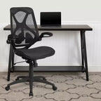 Sedia da Ufficio Ergonomica Emma e Oliver con Schienale Alto in Rete Nera Trasparente, con Braccioli e Meccanismo a 2 Leve