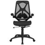 Sedia da Ufficio Ergonomica Emma e Oliver con Schienale Alto in Rete Nera Trasparente, con Braccioli e Meccanismo a 2 Leve