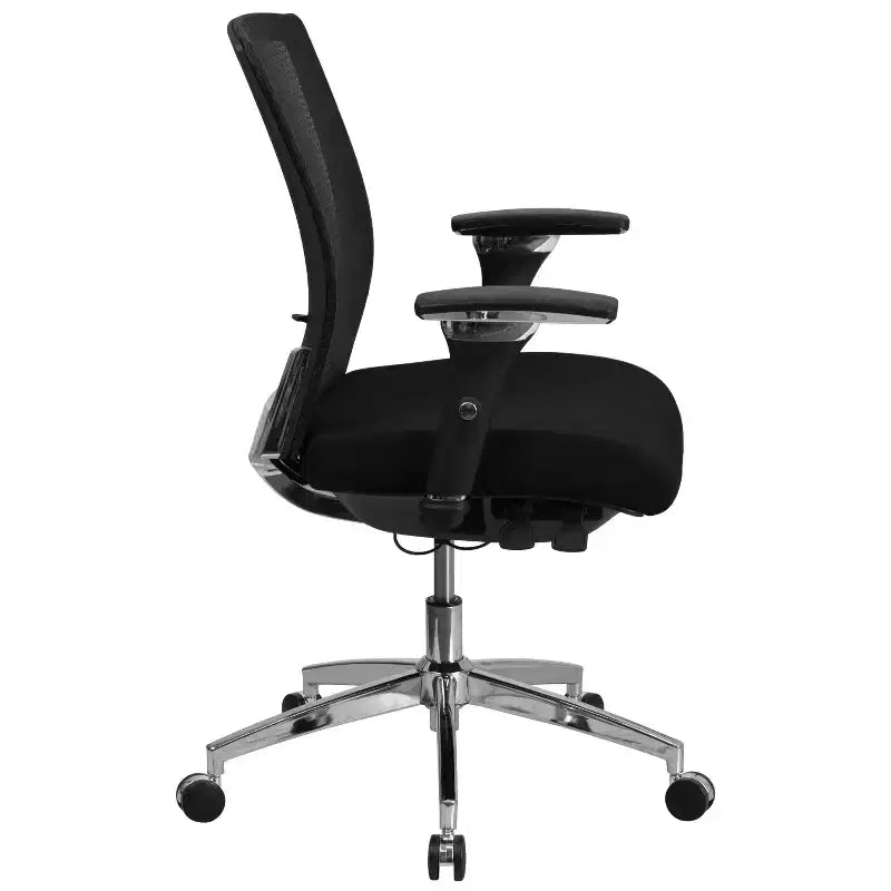 Sedia da ufficio ergonomica Emma e Oliver 24/7 con meccanismo di scorrimento sedile e supporto lombare regolabile, portata 136 kg