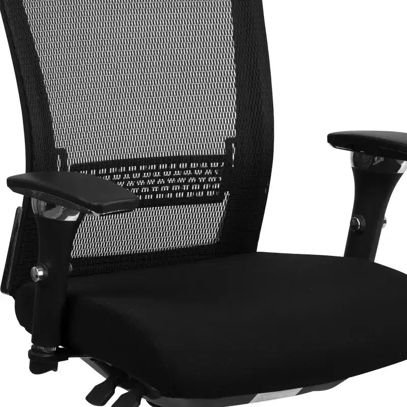 Sedia da ufficio ergonomica Emma e Oliver 24/7 con meccanismo di scorrimento sedile e supporto lombare regolabile, portata 136 kg