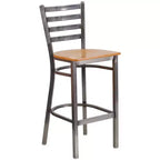 Emma and Oliver Clear Coated Ladder Back Metal Restaurant Dining Barstool