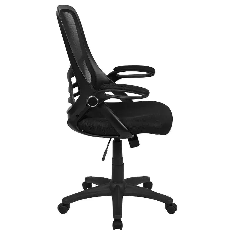 Sedia da ufficio ergonomica Emma and Oliver High Back Mesh con braccioli pieghevoli