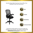 Sedia da ufficio ergonomica Emma and Oliver High Back Mesh con braccioli pieghevoli