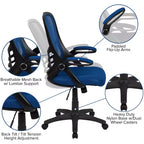 Sedia da ufficio ergonomica Emma and Oliver High Back Mesh con braccioli pieghevoli