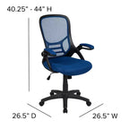 Sedia da ufficio ergonomica Emma and Oliver High Back Mesh con braccioli pieghevoli