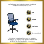Sedia da ufficio ergonomica Emma and Oliver High Back Mesh con braccioli pieghevoli