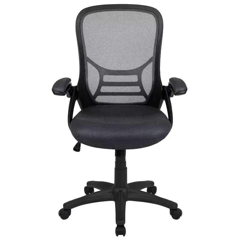 Sedia da ufficio ergonomica Emma and Oliver High Back Mesh con braccioli pieghevoli