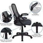 Sedia da ufficio ergonomica Emma and Oliver High Back Mesh con braccioli pieghevoli