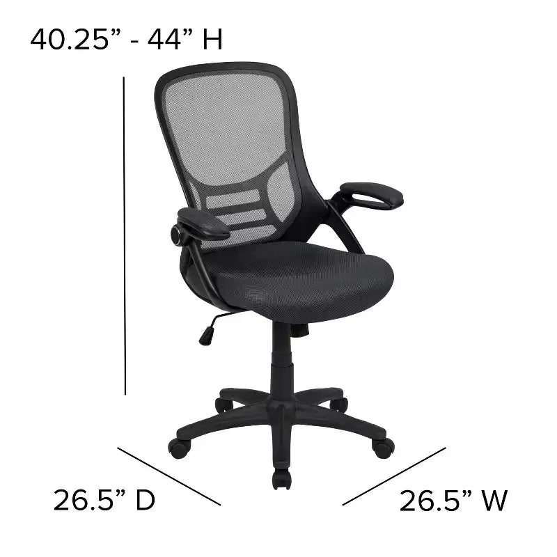 Sedia da ufficio ergonomica Emma and Oliver High Back Mesh con braccioli pieghevoli