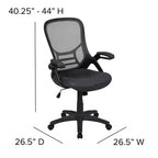 Sedia da ufficio ergonomica Emma and Oliver High Back Mesh con braccioli pieghevoli